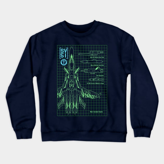 Macross SV51 Blueprint Crewneck Sweatshirt by don_kuma